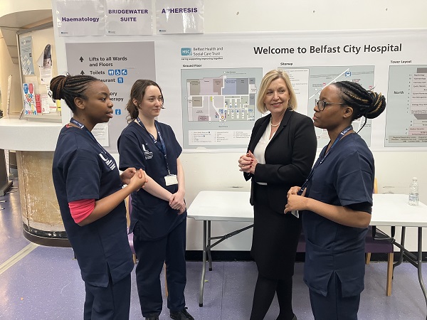Chief Pharmaceutical Officer, Professor Cathy Harrison with Experiential Learning programme placement students 