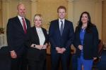 First Minister Michelle O'Neill and deputy First Minister Emma Little-Pengelly with U.S. Special Envoy to NI for Economic Affairs Joe Kennedy and U.S Consul General James Applegate.