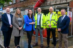 Caption: Left to right: Rev Brian Anderson, Junior Minister Aisling Reilly, deputy First Minister Emma Little-Pengelly, Tom Dinnen, Aidan Byrne and Andrew Irvine - East Belfast Mission CEO.