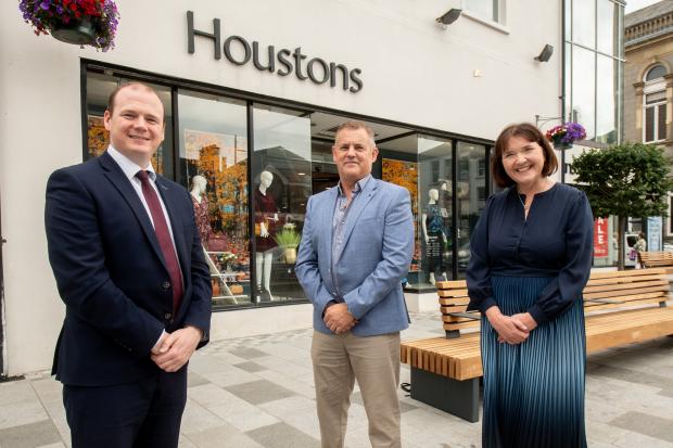 Pictured with Economy Minister Gordon Lyons in Enniksillen are John Houston, Director, Houstons and Ethna McNamee, Invest NI’s Western Regional Manager.