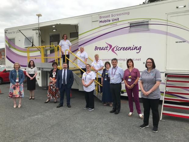 Health Minister visiting a Mobile Breast Screening Unit