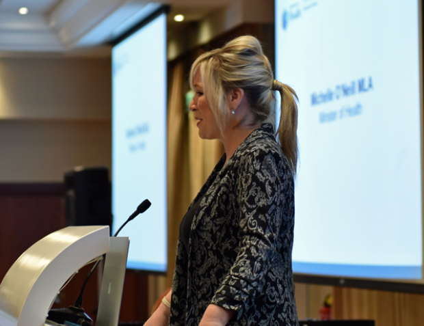 Minister Michelle O’Neill as she praised the exceptional achievements of staff in the Northern Health and Social Care Trust (NHSCT) at the annual Leadership Conference and Chairman’s Recognition Awards